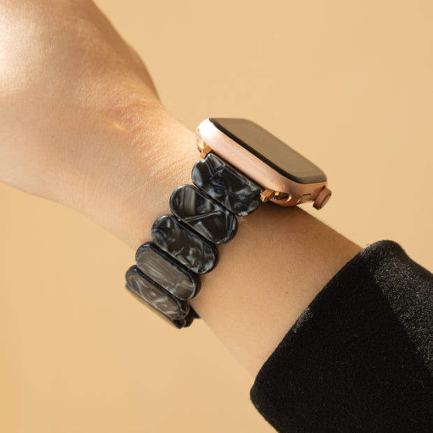 Black Marble Elastic Resin Apple Watch Strap – 1302 Watch Co display picture 1
