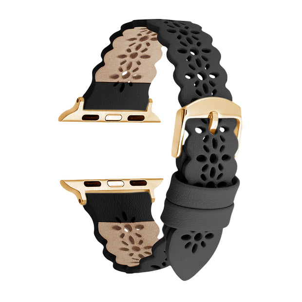 Black Lace Leather Strap / Rose Gold Buckle - 38mm, 40mm