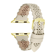 Beige Matte Lace Leather Strap / Gold Buckle - 38mm, 40mm