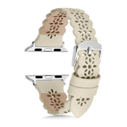 Beige Matte Lace Leather Strap / Silver Buckle - 38mm, 40mm