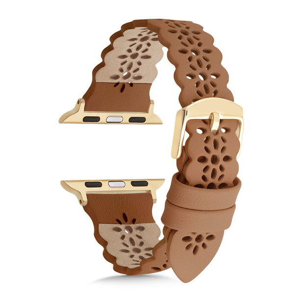 Tan Lace Leather Strap / Gold Buckle - 38mm, 40mm