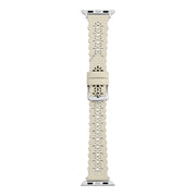 Beige Matte Lace Leather Strap / Silver Buckle - 38mm, 40mm