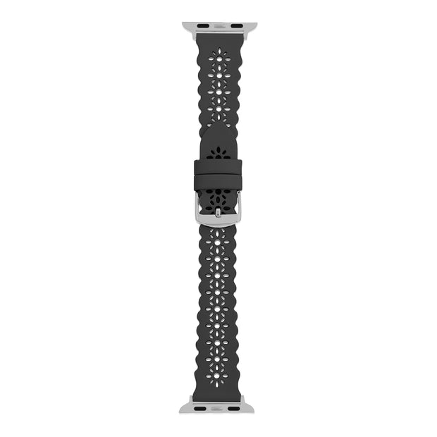 Black Lace Leather Strap / Silver Buckle - 38mm, 40mm