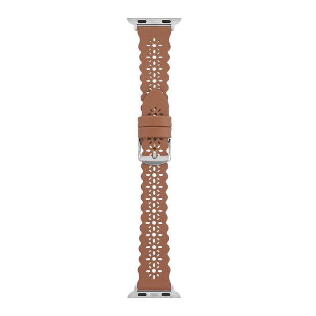 Tan Lace Leather Strap / Silver Buckle - 38mm, 40mm