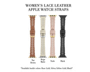 Beige Matte Lace Leather Strap / Black Buckle - 38mm, 40mm
