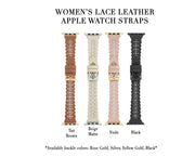 Beige Matte Lace Leather Strap / Gold Buckle - 38mm, 40mm