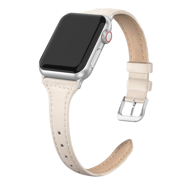 Beige Matte Slim Strap / Silver Buckle - 38mm, 40mm, 42mm, 44mm