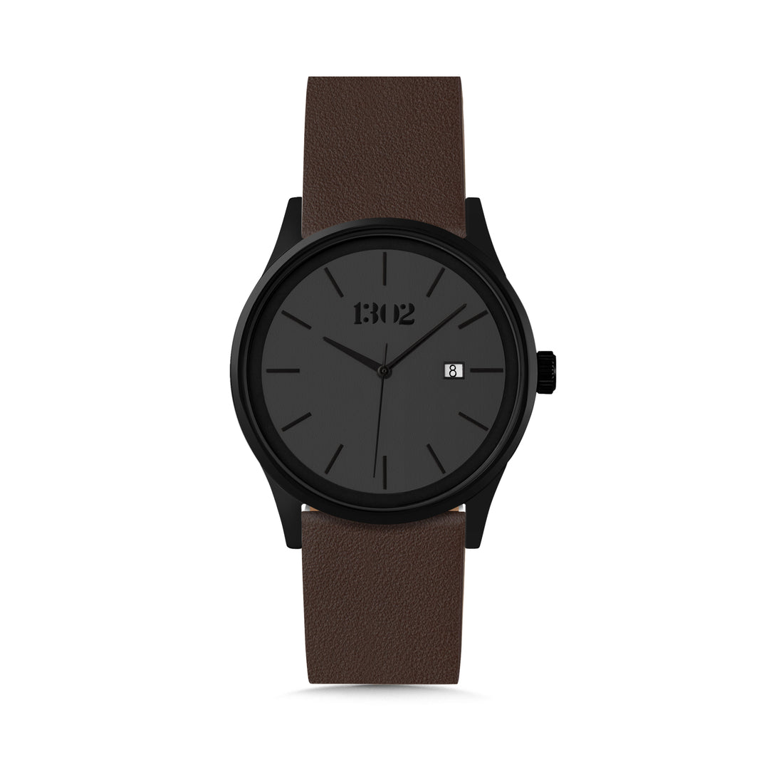Caesars Mens Watch 26mm Black Dial Brown Strap Silver Tone Case New Battery The Ares- Mens watch 45mm Brown Band Silver Case - Teleio main image 3