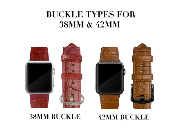 Red Alligator Print Strap / Black Buckle - 38mm, 40mm, 42mm, 44mm