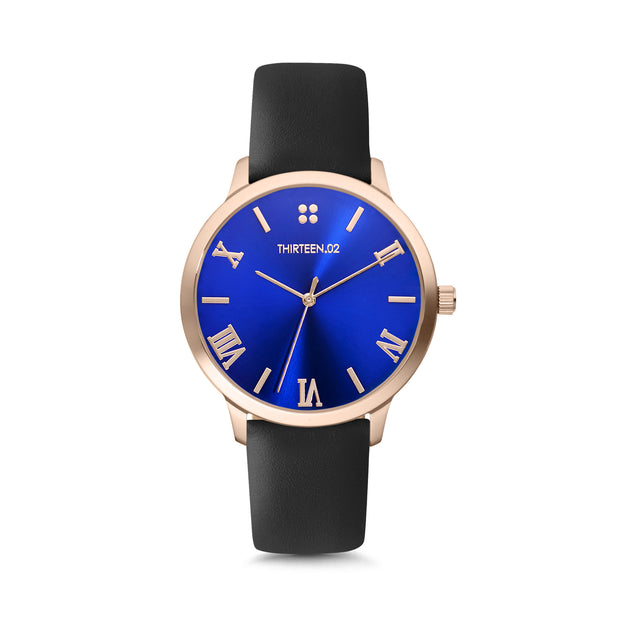 Rose gold discount blue face watch