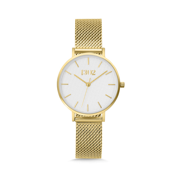 Gold Case / White Textured Dial