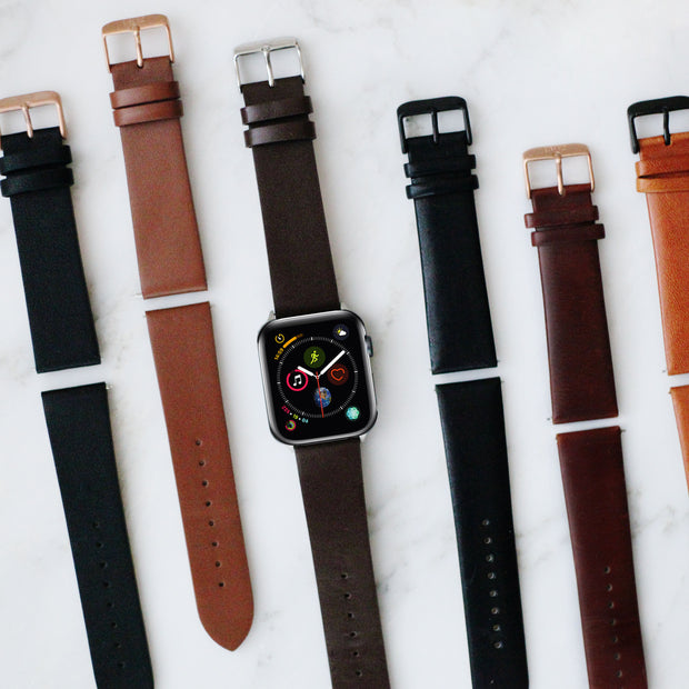 Black Vegetable Tanned / Black Buckle - 38mm, 40mm, 42mm, 44mm