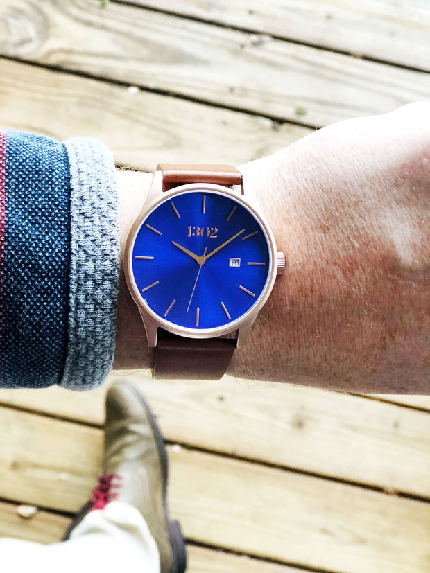 Rose Gold Case / Blue Dial