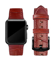 Red Alligator Print Strap / Black Buckle - 38mm, 40mm, 42mm, 44mm