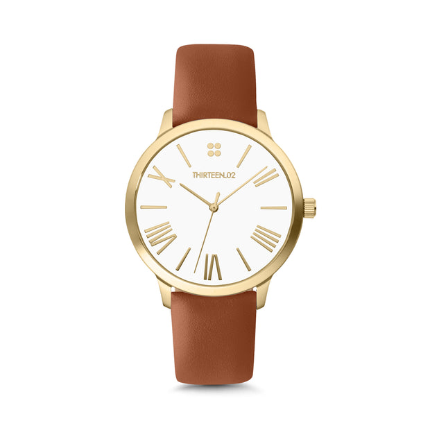 Gold Case / White Dial with Roman Numerals