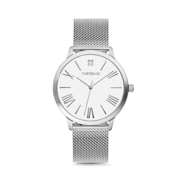 Silver Case / White Dial with Roman Numerals