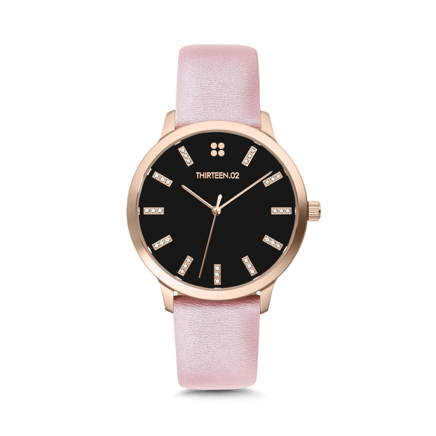 Rose Gold Case / Black Dial with Crystals