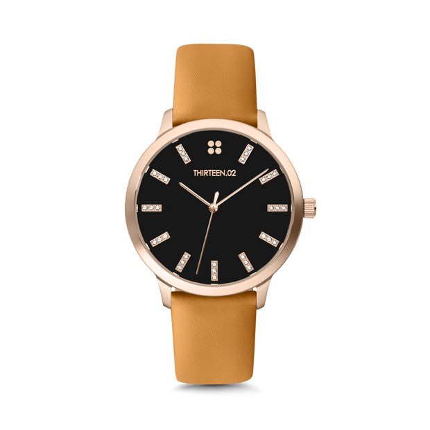 Rose Gold Case / Black Dial with Crystals