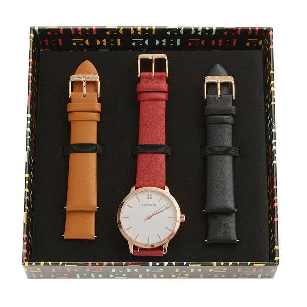 Gift Set: Women's 38mm Rose Gold Watch + 2 Extra Bands